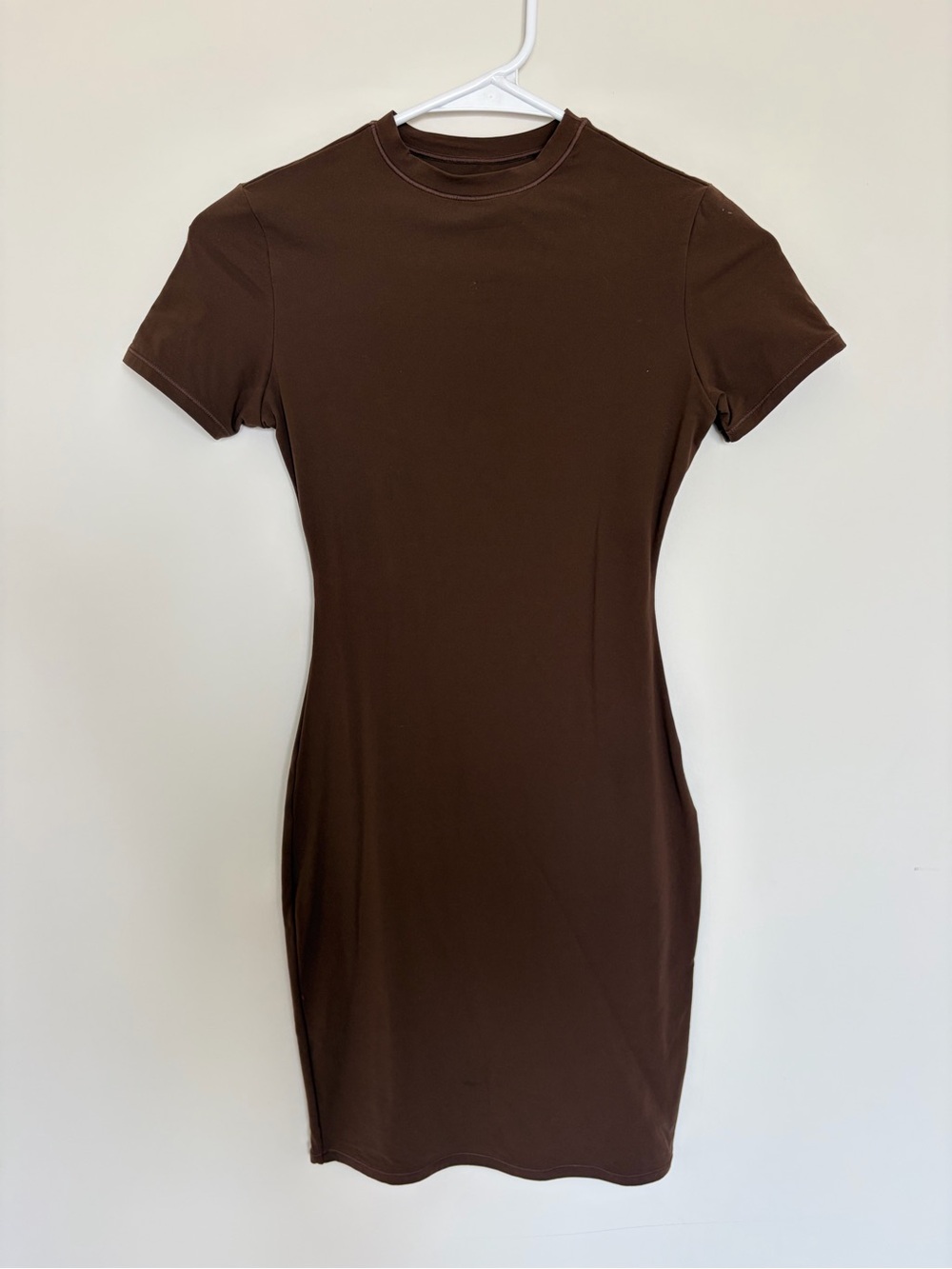SKIMS Chocolate Brown Short-Sleeve Bodycon Mini Dress